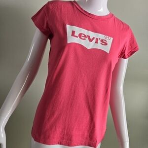 46. Levi's Pink Subtle Sparkle Logo Short Sleeve T-Shirt Tee YOUTH Size XL 13-15
